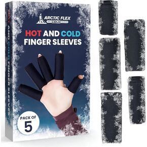 Arctic Flex Finger Ice Pack Sleeve - (5 Pk) Compression Sleeves for Arthritis, Trigger Finger & Pain Relief - Hot and Cold Gel Therapy Treatment for Fingers, Joint & Thumb - Support Wrap for Swelling