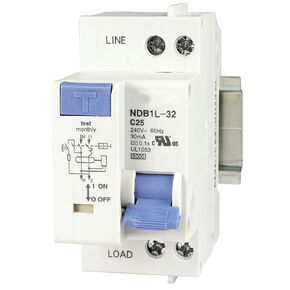 25A, 240V AC, 1 Pole + Neutral Pole, DIN Rail Mount Miniature Circuit Breaker, Trip Curve: C, UL1053 Recognized