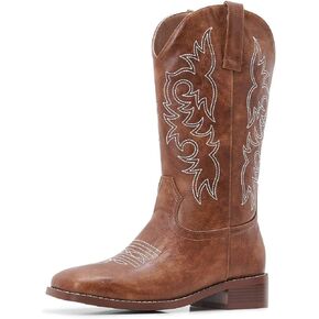 Women’s Black Rhinestone Cowboy Boots Mid Calf Almond Toe Chunky Heel Sparkling Cowgirl Boots（Size 7 Black） in Kuwait