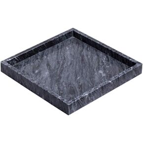Natural Real Marble Square Neat Makeups Organizer/Bathroom Vanity Tray for Razor Towel Toothpaste (Beige travertine, 9.84x9.84x1.18in)