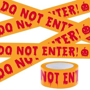 Halloween Outdoor Decorations Yellow Caution Tape, Do Not Enter Tape Roll 4.8cm X 100m Indoor Barricade Safety Danger Tape,Scary Caution Tape Roll DIY Decorations for Party, Door, Community