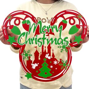 Christmas Door Decorations Christmas Mouse Wooden Sign Red Christmas Ornaments Merry Christmas Decorations for Home Wall Christmas Party Supplies