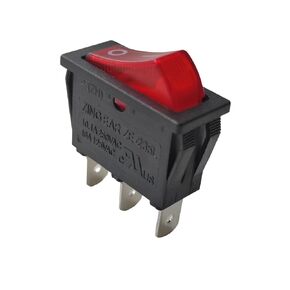 ZE-235L Zing Ear ON/Off with Neon Light Lamp Rocker Switch Red Illuminated 10.1A 250VAC 16A 125VAC Replaces Canal RH Series Defond DRH 1215 Plastic Base 3 Pins