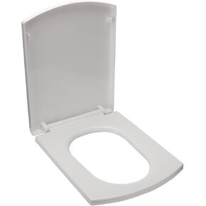 Soft Close Toilet Seat, White Square Toilet Seat, Toilet Seat Cover with Fix Adjust Hinges, Robusttoilet Lid Quiet Close Features Easy Install Easy Wash(White)
