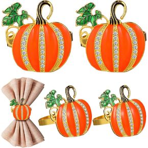 Kichvoe 4pcs Halloween Napkin Rings Holder Pumpkin Napkin Rings Napkin Buckle for Thanksgiving Halloween Table Decorations
