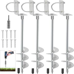 Trampoline Stakes Heavy Duty 3'' Wider Spiral Ground Anchors Screw in Fully Welded Wind Resistant Trampoline Wind Anchors with Straps for Securing Trees Tents Shed Carport, 18'' Set of 4