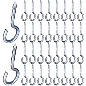 Christmas Lights Hanger Screw Hooks Outdoor String Ceiling Wire and Fairy Lights Christmas Light House Garage New Year Party Led Fairy Lights (Silver,50 Pieces)