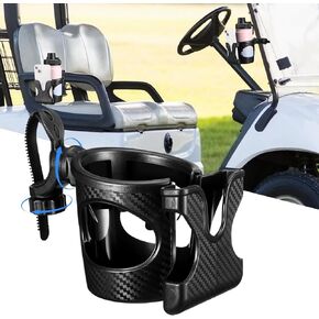 2 in 1 Golf Cart Phone Holder Adjustable Golf Cart Cup Holder with Phone Holder Golf Cart Accessories for Cart Front and Rear Seat Armrest Compatible with EZGO/Club Car Most Golf Carts