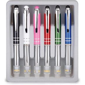 Travigo 6-Set 3-in-1 Capacitive Stylus LED Light Ballpoint Metal Pen Set | Writes in the Dark | Black White Red Green Blue in Kuwait