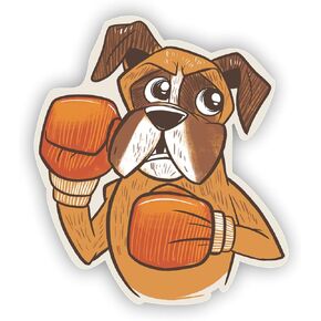 VulgrCo Boxing Boxer Dog Animal Funny Sticker Vinyl Waterproof UV Resistant Decal for Phones Laptops Water Bottles Tumblers Boats Cars Trucks Windows Kayak 3" inch Bumper Stickers
