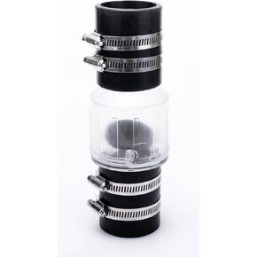 Quietness ! Quiet Check Valve 1 1/2 inch for Sump Pump, Goodbye water hammering, Spring-Loaded Flapper Prevents Backflow, Silent Check Valve with Adjustable Stainless Clamps