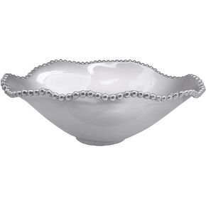MARIPOSA Pearled Oval Wavy Serving Bowl, One Size, Silver