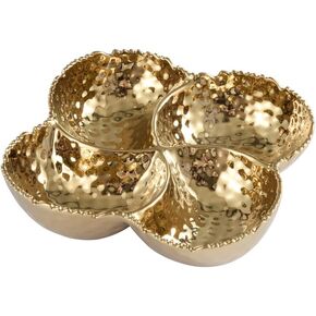 Pampa Bay Golden Millenium Titanium-Plated Porcelain 4-Section Bowl, 9 X 9 X 2.5in
