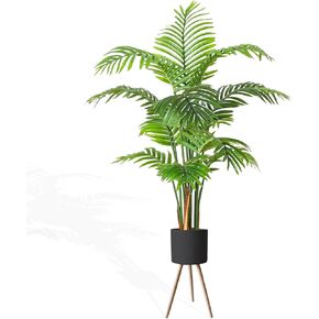 Yatmung Fake Palm Tree with White Planter - 5FT Artificial Palm Tree Indoor - Palm Plant for Home Decor - Nearly Natural Tropical Tall Floor Plant for Living Room - Large Faux Palm Tree Indoor -1 Pack