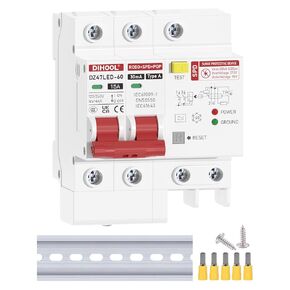 DIHOOL 2 Pole 20 Amp GFCI Breaker with 240 Volt Surge Protector, 20A Miniature Circuit Breakers