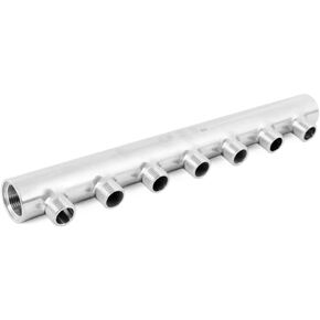 7 Ports Distribution Water Manifold 3/4" Inlet with 1/2" Outlet Branches Air Flow Pump Tubing Thread 7 Positions Inline Manifold Underfloor Heating System Distributor Closed