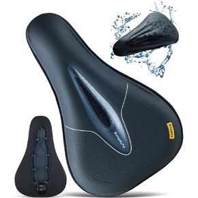 Bike Seat Cushion with Knob Adjustment, Gel Bike Seat Cover, Stationary Bicycle Seat Cushion Padding with Rain Cover