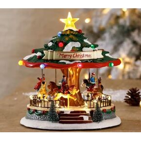 زينة دائرية لعيد الميلاد، دائرية على شكل شجرة عيد الميلاد، تدور مع الموسيقى والأضواء، 10 بوصة ديكورات داخلية مثالية كهدية على سطح الطاولة المنزلية in Kuwait