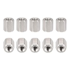 #4-40x6mm(DXL) - Hex Standoff Spacer Nuts -100Pack- Good for Electronic Machine - Brass Female Coupling Screws - Nickle Plated