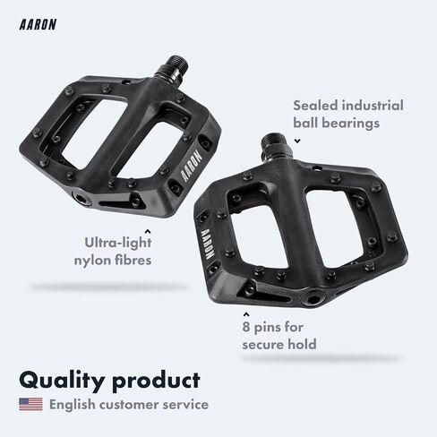 AARON - دواسات بلاستيكية ترابية محامل كروية صناعية - غير قابلة للانزلاق مع قبضة علوية وتصميم مسطح - دواسات منصة للدراجات الترابية والدراجات الإلكترونية والدراجات الجبلية (MTB) ودراجات الرحلات وغيرها الكثير in Saudi Arabia