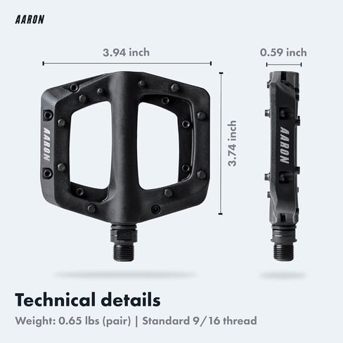 AARON - دواسات بلاستيكية ترابية محامل كروية صناعية - غير قابلة للانزلاق مع قبضة علوية وتصميم مسطح - دواسات منصة للدراجات الترابية والدراجات الإلكترونية والدراجات الجبلية (MTB) ودراجات الرحلات وغيرها الكثير in Saudi Arabia