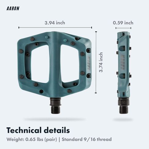 AARON - دواسات بلاستيكية ترابية محامل كروية صناعية - غير قابلة للانزلاق مع قبضة علوية وتصميم مسطح - دواسات منصة للدراجات الترابية والدراجات الإلكترونية والدراجات الجبلية (MTB) ودراجات الرحلات وغيرها الكثير in Saudi Arabia