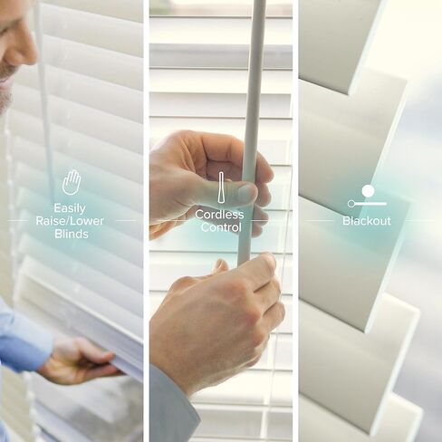 CHICOLOGY Faux Wood Blinds , Window Blinds , Wood Blinds , Window Shades , Window Treatments , Blinds & Shades , Window Shades For Home , Wooden Blinds , Basic White, 36"W X 48"H in Kuwait