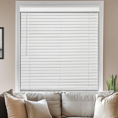 CHICOLOGY Faux Wood Blinds , Window Blinds , Wood Blinds , Window Shades , Window Treatments , Blinds & Shades , Window Shades For Home , Wooden Blinds , Basic White, 36"W X 48"H in Kuwait