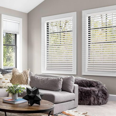 CHICOLOGY Faux Wood Blinds , Window Blinds , Wood Blinds , Window Shades , Window Treatments , Blinds & Shades , Window Shades For Home , Wooden Blinds , Basic White, 36"W X 48"H in Kuwait