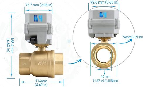 2 طريقة 1-1/2 بوصة 110-230VAC NPT نحاس تشغيل/إيقاف إرجاع تلقائي للوضع الكهربائي صمام كروي مزود بمحرك in Kuwait