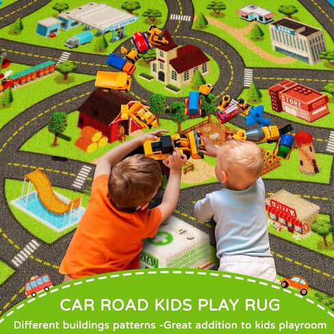 Kids Rugs Traffic Road Carpet for Car City Map Play Rug 5'×6.7' for Playroom Educational Mat Area Rug, Kid Playtime Collection Toddler Car Track Rug Cute Cartoon (City Road A, 59×78.7 in) in Saudi Arabia
