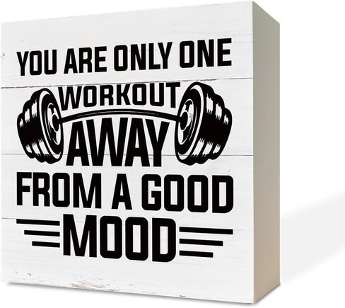 لافتات خشبية ملهمة، علامة للياقة البدنية، ديكور مكتبي على شكل صندوق خشبي، لوحة خشبية تحفيزية، علامة ديكور لصالة الألعاب الرياضية المنزلية، هدية راقية، هدية للرجال الذين يمارسون التمارين، أنت على بعد تمرين واحد فقط من المزاج الجيد in Kuwait