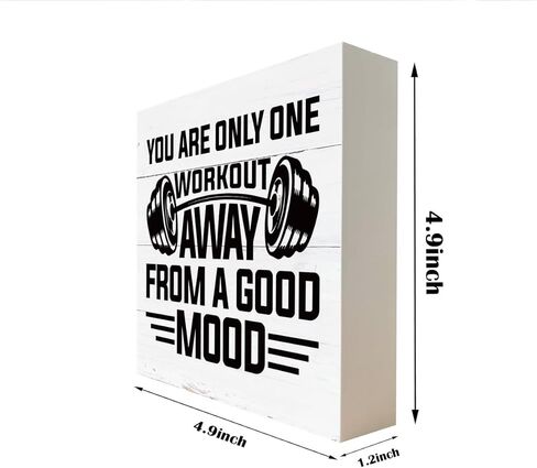 لافتات خشبية ملهمة، علامة للياقة البدنية، ديكور مكتبي على شكل صندوق خشبي، لوحة خشبية تحفيزية، علامة ديكور لصالة الألعاب الرياضية المنزلية، هدية راقية، هدية للرجال الذين يمارسون التمارين، أنت على بعد تمرين واحد فقط من المزاج الجيد in Kuwait