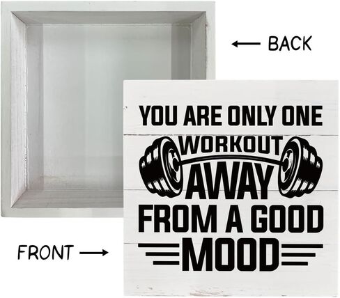 لافتات خشبية ملهمة، علامة للياقة البدنية، ديكور مكتبي على شكل صندوق خشبي، لوحة خشبية تحفيزية، علامة ديكور لصالة الألعاب الرياضية المنزلية، هدية راقية، هدية للرجال الذين يمارسون التمارين، أنت على بعد تمرين واحد فقط من المزاج الجيد in Kuwait