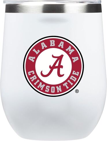 NCAA White Corkcicle Stemless Insulated Wine Glass Tumbler, 12 oz – Stainless Steel Stemless Wine Glass with Primary Logo (Alabama Crimson Tide) in Saudi Arabia