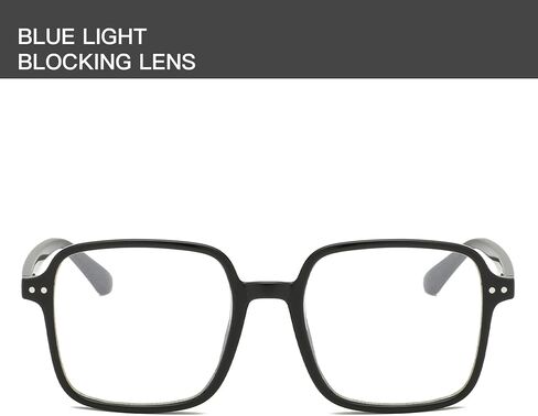 Square Blue Light Blocking Glasses for Women Men Oversized Lightweight Frame Filter Nerd Eyeglasses Mia in Saudi Arabia