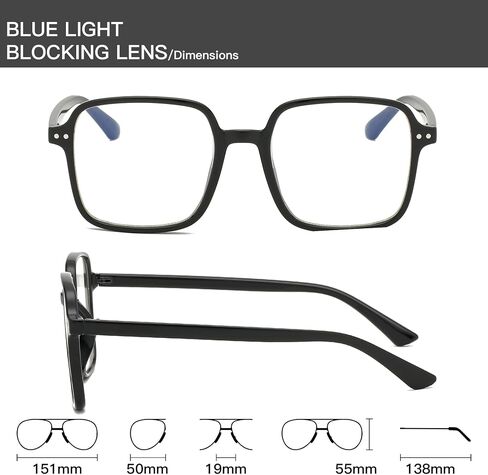 Square Blue Light Blocking Glasses for Women Men Oversized Lightweight Frame Filter Nerd Eyeglasses Mia in Saudi Arabia