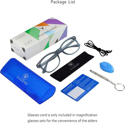 VisionGlobal Blue Light Blocking Glasses for Computer Reading or Gaming, UV 400 Anti Glare Lenses Help Reduce Eye Strain and Fatigue, Men and Women Frame, x1.25 No Magnification in Saudi Arabia