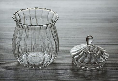 Retro Striped Clear Glass Sugar Bowl Candy Jar Snack Jar Food Storage Jar with Lid in Saudi Arabia