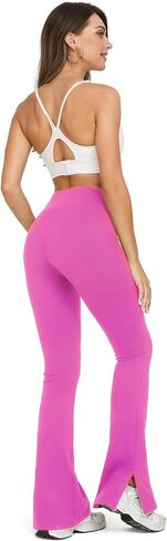 Womens Flare Leggings with Slit Hem High Waist Bootcut Yoga Pants Workout Tummy Control Flared Pants in Kuwait