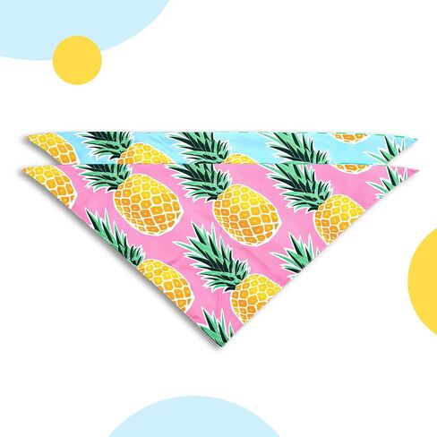 Summer Dog Bandanas 2 Large Pack,White Lemon Plaid Yellow Bee Dot Reversible Adjustable Triangle Pet Scarves for Boy and Girl,Cute Fruit Bandana for Small Medium Large Dogs Cats(Large) in Saudi Arabia