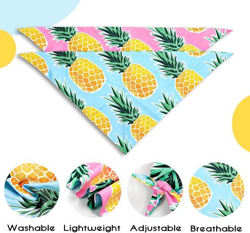 Summer Dog Bandanas 2 Large Pack,White Lemon Plaid Yellow Bee Dot Reversible Adjustable Triangle Pet Scarves for Boy and Girl,Cute Fruit Bandana for Small Medium Large Dogs Cats(Large) in Saudi Arabia