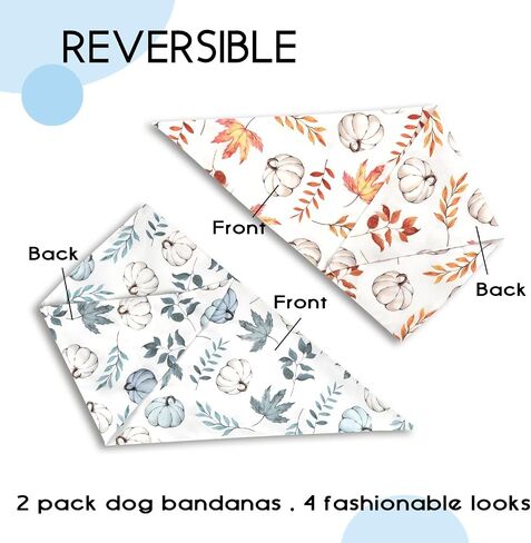 Summer Dog Bandanas 2 Large Pack,White Lemon Plaid Yellow Bee Dot Reversible Adjustable Triangle Pet Scarves for Boy and Girl,Cute Fruit Bandana for Small Medium Large Dogs Cats(Large) in Saudi Arabia