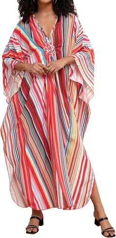 Bsubseach Kaftan Dresses for Women Plus Size Long Bohemia Beach Dress Print Caftan Loungewear in Saudi Arabia