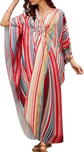 Bsubseach Kaftan Dresses for Women Plus Size Long Bohemia Beach Dress Print Caftan Loungewear in Saudi Arabia