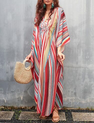 Bsubseach Kaftan Dresses for Women Plus Size Long Bohemia Beach Dress Print Caftan Loungewear in Saudi Arabia