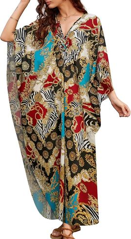 Bsubseach Kaftan Dresses for Women Plus Size Long Bohemia Beach Dress Print Caftan Loungewear in Saudi Arabia