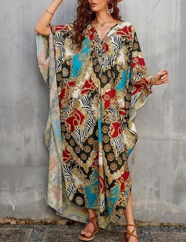 Bsubseach Kaftan Dresses for Women Plus Size Long Bohemia Beach Dress Print Caftan Loungewear in Saudi Arabia