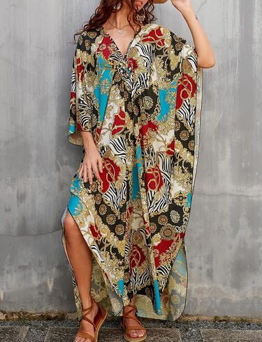 Bsubseach Kaftan Dresses for Women Plus Size Long Bohemia Beach Dress Print Caftan Loungewear in Saudi Arabia