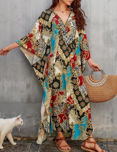 Bsubseach Kaftan Dresses for Women Plus Size Long Bohemia Beach Dress Print Caftan Loungewear in Saudi Arabia
